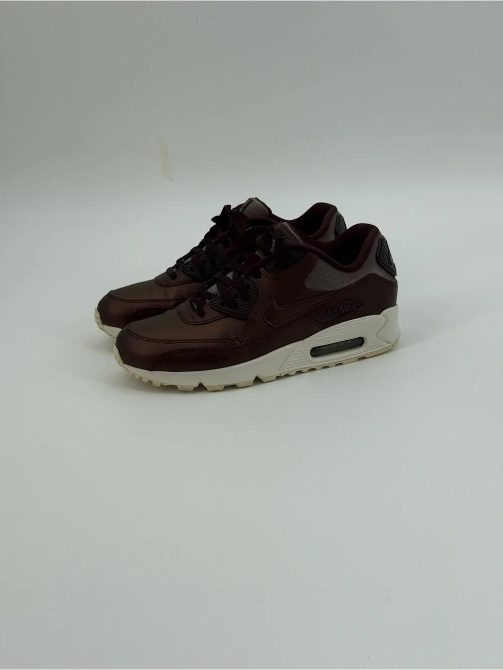 Nike Air Max 90 Metallic Mahogany Leather Sneakers Sporty Chic Casual Shoes
